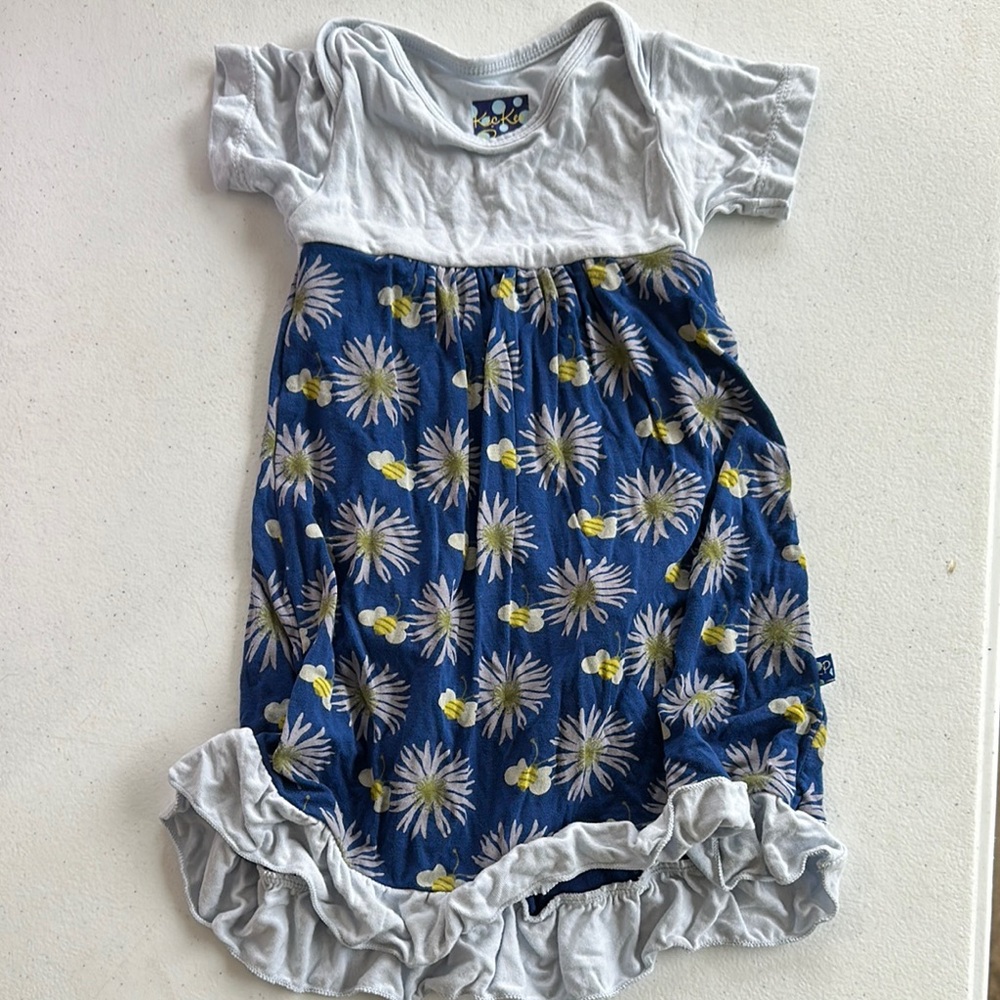Blue and White Floral Kids Dress